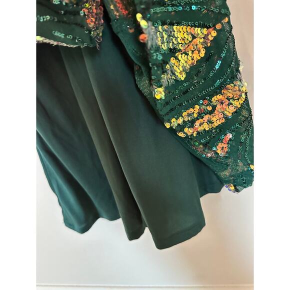 City Studio Size 1 Juniors Green Maxi Mermaid Sequin Prom Gown Dress Unique - Picture 10 of 15